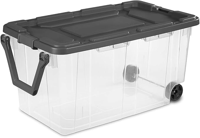 Sterilite 6-Pack Modular Stacker Box, Durable Clear Plastic Storage Bins with Latching Lids, 160 Quart - Stackable Organizing