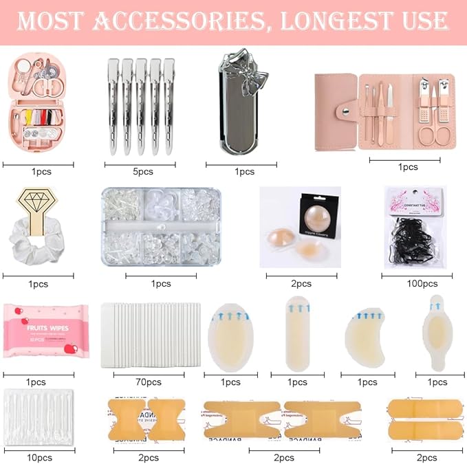Emergency Kit for Women – Mini Emergency Kit with 50+ Essentials, Bridal & Wedding Day Survival Kit, Travel Safety Kit, Compa