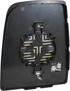 TRQ Passenger Side Heated Upper Mirror Glass with Backing Plate Compatible with 2015-2019 Ford Transit-250, Transit-350, Tran