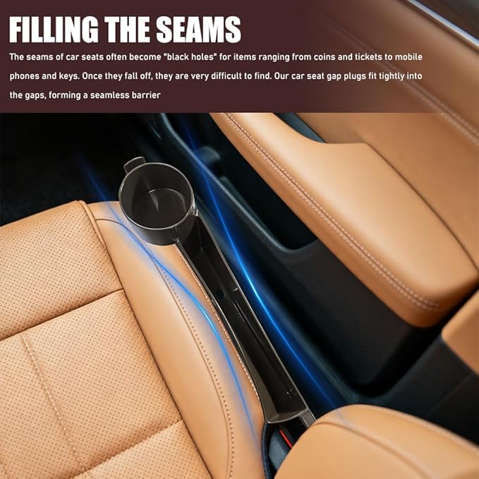 2PCS Car Seat Gap Filler Organizer, Console Side Organizer, Seats Gap Organizer with Phone Holder, Multifunctional Car Seat Filler Gap Space Prevents Things Dropping for Most Vehicles (Brown)