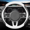 HAOTULE New Nappa Leather car Steering Wheel Cover, Universal 15 inch (White and Black)