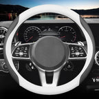HAOTULE New Nappa Leather car Steering Wheel Cover, Universal 15 inch (White and Black)