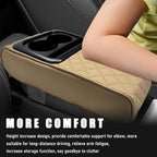Car Center Console Armrest Pillow, Waterproof Car Armrest Cover Cushion with Cup and Phone Holder, Memory Foam Arm Rest Box Protector for Most Vehicles, Car Accessories (Beige)