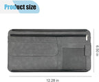 Suede Car Sun Visor Organizer with Multi-Pocket Net Zipper, Glasses Case, Sunglass Holder (Grey)