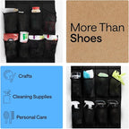GORILLA GRIP Over the Door Shoe Organizer, 24 Extra Large Breathable Mesh Pockets, Space Saving Hanging Storage Holder, 4 Hoo