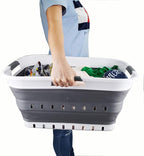 SAMMART 42L (11 gallon) Collapsible Plastic Laundry Basket - Foldable Pop Up Storage Container/Organizer - Space Saving Hampe