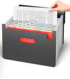 TOPCJ Expanding File Folders with Handle,Accordion File Organizer 13 Expandable Pockets,Portable Filing Box,Adjustable Suppor