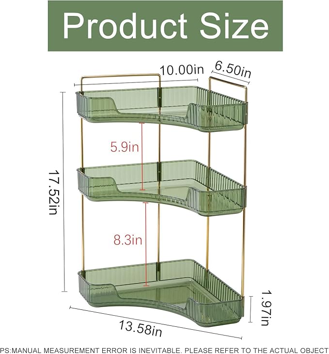 INVSSENE Corner Bathroom Countertop Organizer, Vanity Trays for Bathroom Counter, Makeup Organizer, Perfume Tray, Kitchen Spi