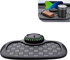 Car Dashboard Phone Holder, Multifunction Dashboard Anti Slip Mat with Temporary Parking Number, 3360 Degrees Rotatable Car C