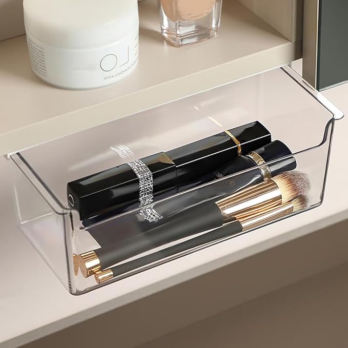 Medicine Cabinet Organizer Wall Mount,Small Pull-Out Organizer Box,Self-adhesive Under Medicine Cabinet Drawer Holder,Make Up
