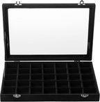 Frebeauty Velvet Jewelry Tray,35 Grid Jewelry Organizer with Clear Lid,Earring Holder Organizer Case with Clasp,Drawer Insert