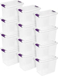 Sterilite 12-Pack 27 Quart ClearView Latch Box, Stackable Organizer Bins with Latching Lids - Clear Plastic Organization Cont