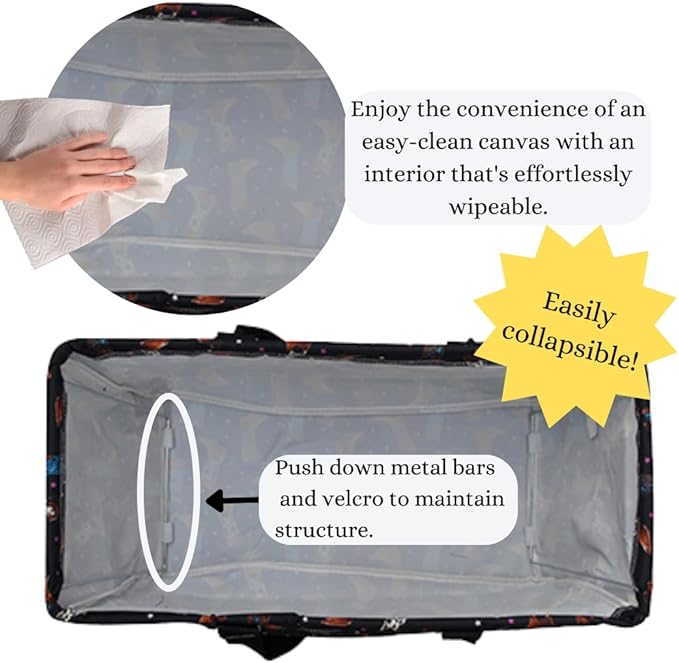 NGIL Extra Large Utility Tote Reusable Grocery Bag Oversized Collapsible for Groceries, Storage, Picnic, Beach (Starry Cowgirl- Black)