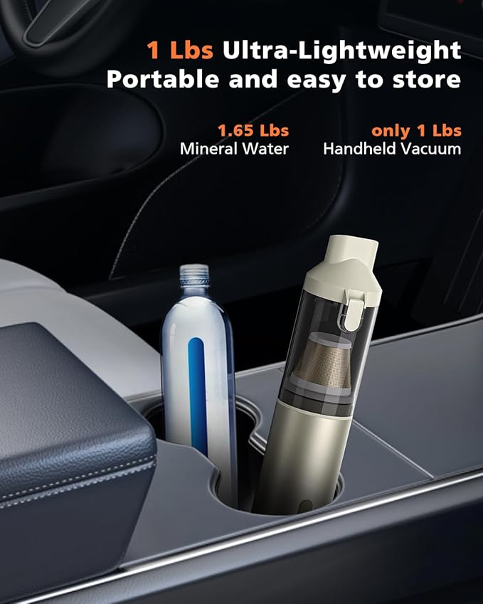 Car Vacuum Portable with 16000Pa Powerful Suction, Handheld Vacuum Cordless Rechargeable Blow & Suction 4 in 1, Small Vacuum 