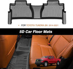 KUST Floor Mats for 2014-2021 Toyota Tundra Double Cab/Crew Max Cab, All Weather TPE Rubber Floor Liners for Tundra Accessories Front Rear 2 Row High Side