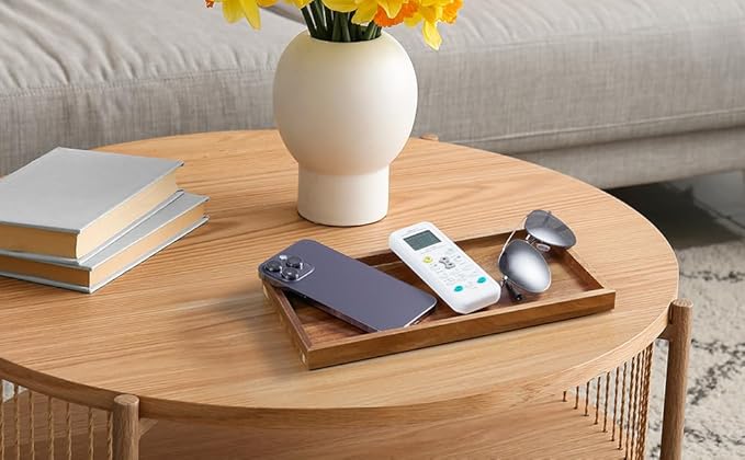 ALELION 11.7" Bathroom Vanity Tray for Counter - Acacia Wood Decorative Tray for Toilet Tank Makeup Perfume Jewelry Catchall 