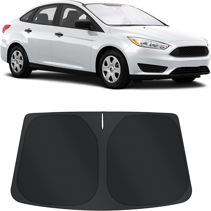 TINGLU Sun Shade for Ford Focus Hatchback 2012-2018 Accessories Windshield Sun Shade Window Shade UV Rays Protection Sun Visor Cover with Steering Wheel Sunshade Storage Bag
