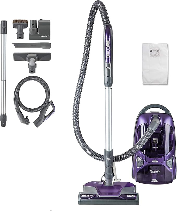 Kenmore 600 Series Pet Friendly Lightweight Bagged Canister Vacuum with Pet PowerMate, Pop-N-Go Brush, 2 Motors, HEPA Filter,