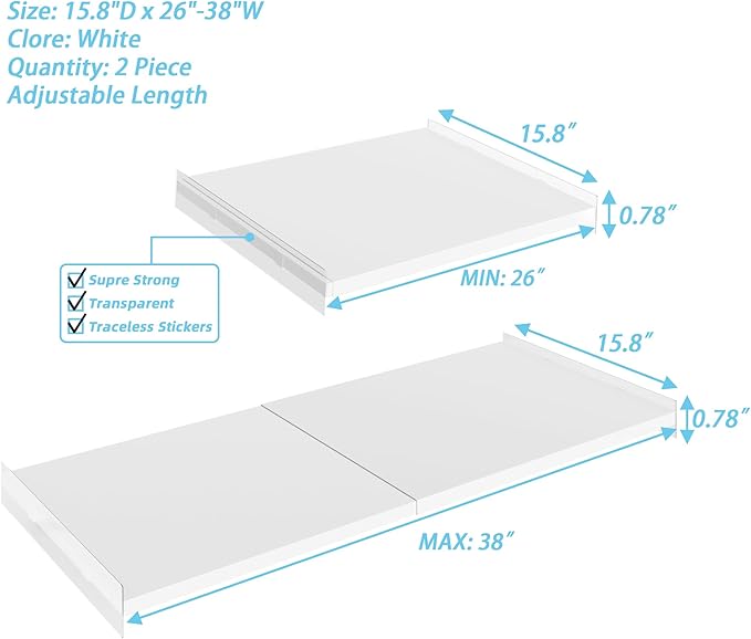 Adjustable Closet Shelves Divider,2 Pack of Expandable Metal Hanging Shelves,Separator for Closet Cabinet Wardrobe Cupboard B