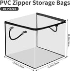 10 PCS Clear Zippered Storage Bags with Handles,Sweater Storage with Two-Way Zipper,Foldable Closet Organizer Bed Sheet Organ