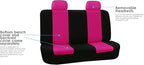 FH Group Car Seat Covers Flat Cloth Automotive Pink Full Set, Rear Solid Bench Universal Fit Combo Steering Wheel Cover & Seat Belt Pads Car Seat Protector for Cars Trucks SUV Interior Accessories