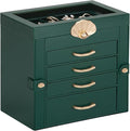 Enthralite Jewelry Box with 4 Drawers: Display Organizer for Earrings Necklaces - Gifts for Girls Women (Forest Green)
