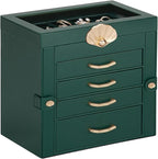Enthralite Jewelry Box with 4 Drawers: Display Organizer for Earrings Necklaces - Gifts for Girls Women (Forest Green)