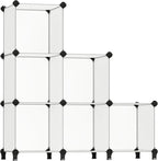 SONGMICS 6 Cube Storage Organizer, DIY Closet Shelf, Plastic Clothes Organizer, Modular Bookcase, 11.8 x 11.8 x 11.8 Inch Cub