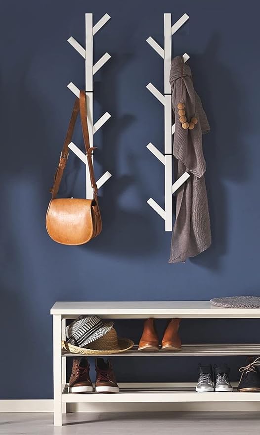 Premium Racks Coat Rack & Hat Rack – Modern Design – Wall Mounted – Stylish – (White)
