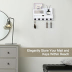 Key Holder Wall Mount, Key Holder for Wall with 5 Key Hooks and Storage Drawer Mail Organizer for Entryway Living Room Farmho