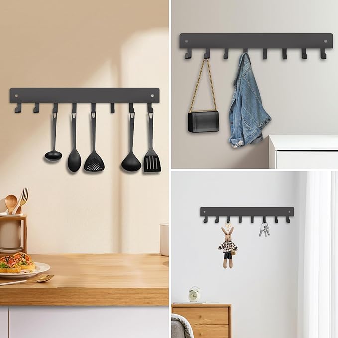2 Pack Key Holder for Wall, Key Hooks with 8 Hooks, No Drilling Required, Self-Adhesive Key Holder, Hallway Wall Mount Keycha
