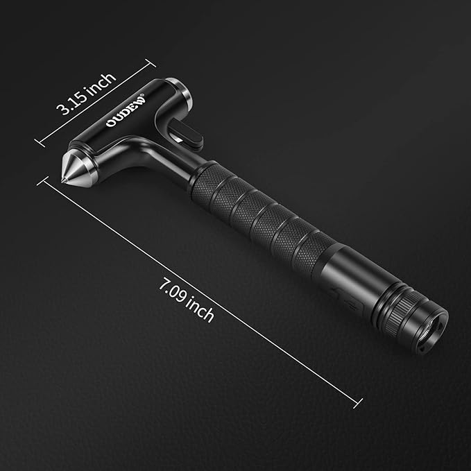 Car Safety Hammer, Car Glass Breaker with Seat Belt Cutter, Automotive Escape Tool with Lighting Function, Metal Window Break