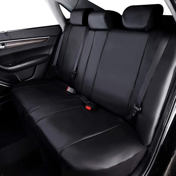 Flying Banner car seat Covers Protects Water Proof Faux Leather Carbon Fiber Front and Rear Bench (Black Black, Full Set - 9P