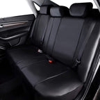 Flying Banner car seat Covers Protects Water Proof Faux Leather Carbon Fiber Front and Rear Bench (Black Black, Full Set - 9P