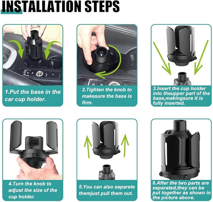 Car Cup Holder Expander, All Purpose Cup Holder Adapter with Adjustable Base, Auto Cup Organizer Expander Holder Compatible with 3.04" to 5.25" Bottles, Mugs, Drinks, Foods (2 PCS)