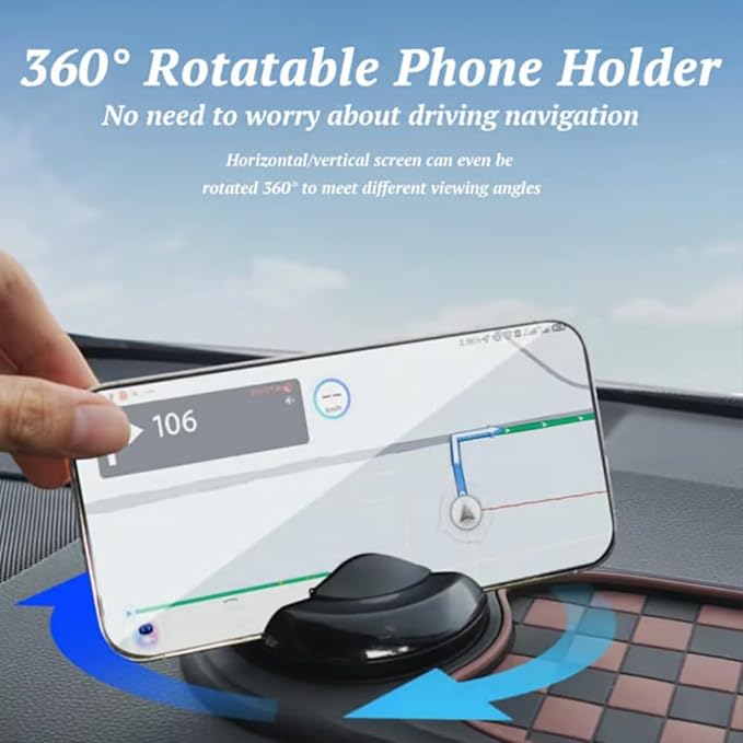 Multifunction Car Anti-Slip Mat, Universal Car Anti Slip Mat Phone Holder, Dashboard Accessories, 360° Rotating, with Tempora