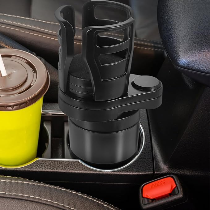 Cabilock Dual Car Cup Holder Expander, Adjustable Multifunctional Vehicle Water Bottle Holder with 360° Rotating Base, Large 
