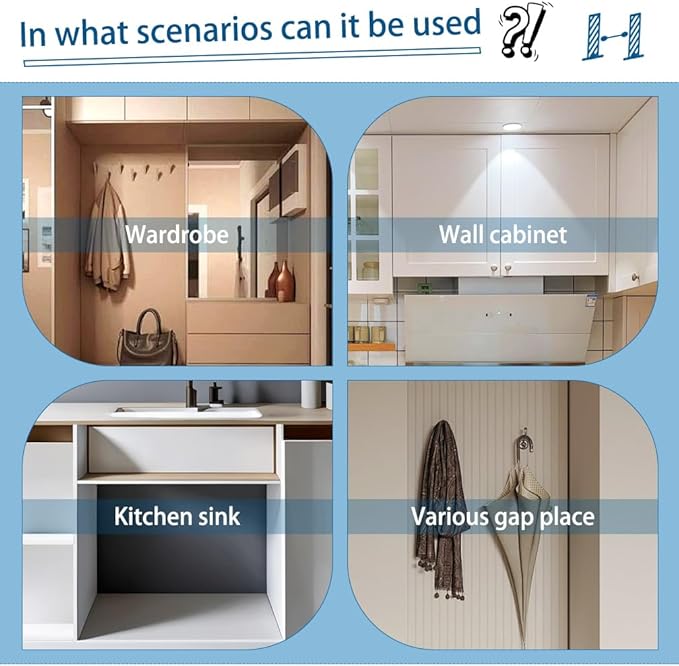 Hershii Extendable Closet Shelf Wardrobe Rail Metal Hanging Rod Storage Rack Expanding Clothes Divider Separator Organizer fo