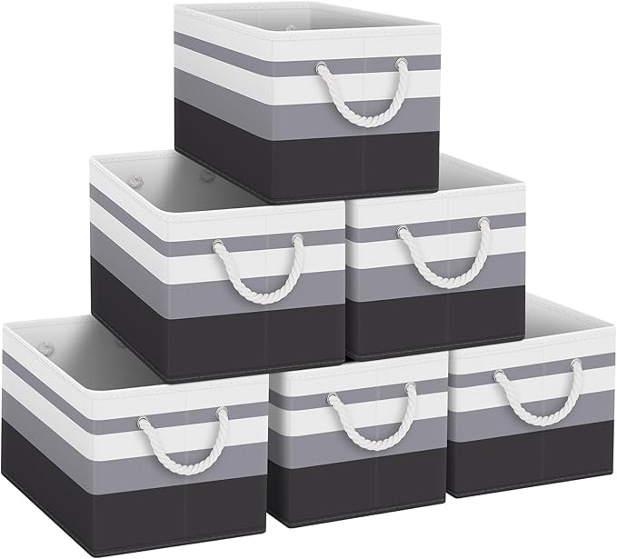 Fab totes Storage Bins [6-Pack], Foldable Storage Baskets for Organizing Toys, Books, Shelves, Closet, Large Storage Box with