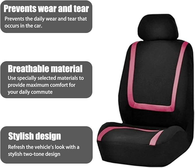 BELOMI Car Seat Covers Full Set, Breathable Premium Cloth Automotive Seat Cover, Universal Front and Rear Seat Covers, Easy t