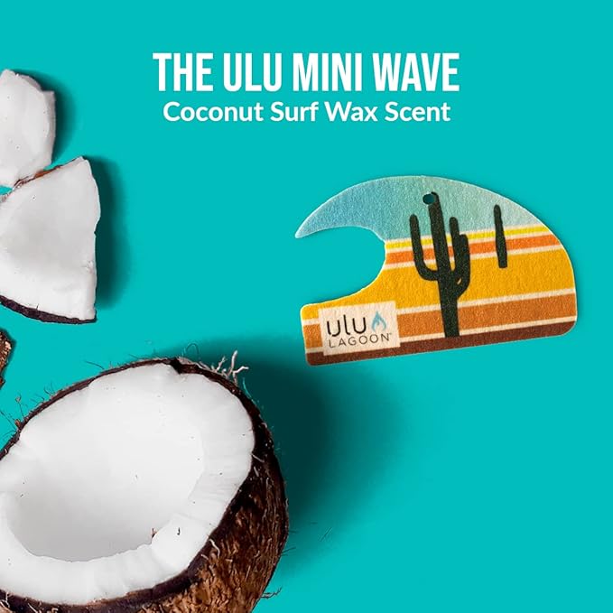 ulu Lagoon Hanging Car Air Freshener | Tropical Beach Coconut Surf Wax Scent Mini Wave | Long Lasting Car Freshener, Closet a
