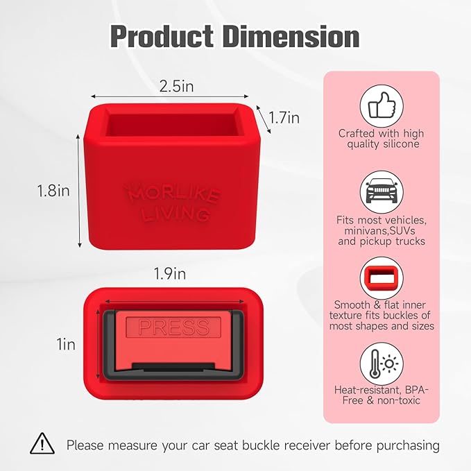 Morlike Silicone Belt Buckle Seatbelt Holder (RED)