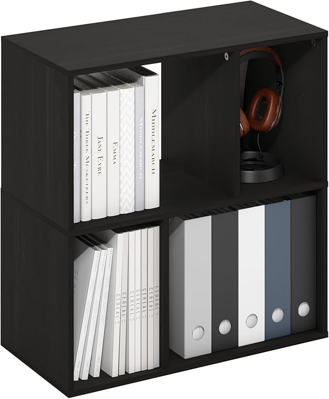 Furinno DALY Book Shelf, 4-Cube Bookshelf, Cube Storage Organizer Bookcase with Irregular Compartments, 11.7 x 23.6 x 24.7, f