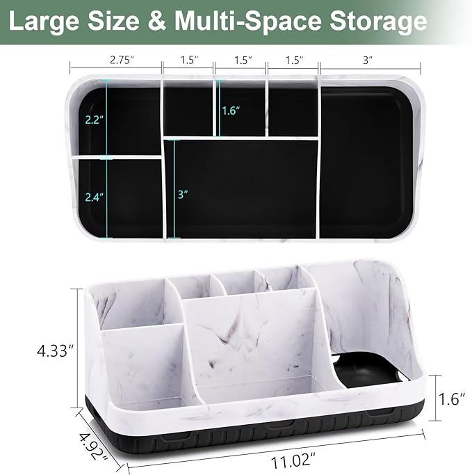 GFWARE Marble Bathroom Countertop Organizer - Detachable 7 Slots Kids Electric Toothbrush and Toothpaste Holde Drainage for B