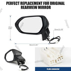 Driver Side Mirror Assembly Compatible with Toyota Corolla 2020-2025 Non-heated Power Adjustable Glass Replace 8794012F80, TO1320391, 8794002916, 8794002928 Black (3Pin Left)