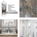 Glass Plus Metal - Polish and Restore | Safe Water Deposit & Stain Remover | Shower Glass, Stainless Steel Frames, Kitchen, B