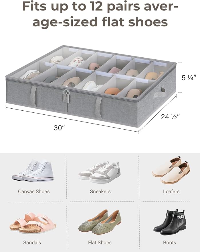 Under Bed Shoe Storage Organizer with Under Bed Storage Bins