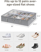 Under Bed Shoe Storage Organizer with Under Bed Storage Bins