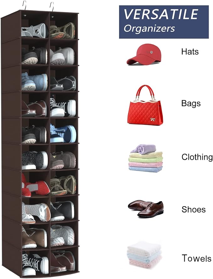 Libeder Hanging Shoe Organizer for Closet, Hanging Closet Organizers 20 Section Shoe Shelves, Space Saving Shoe Holder & Stor