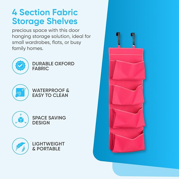 YNR Over Door Storage with 4 Pockets Strong and Durable, Hanging Wardrobe Storage Organiser Practical and Spacious, Hanging S
